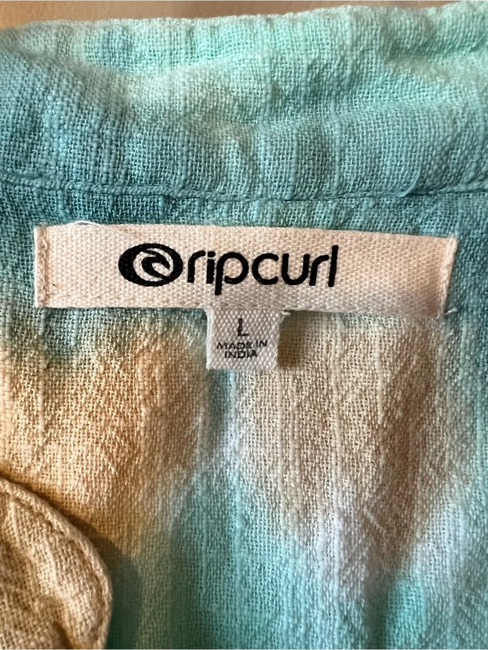 Rip Curl Women's Aqua, Teal & Tan Tie-Dye Tunic/ beach coverup size large